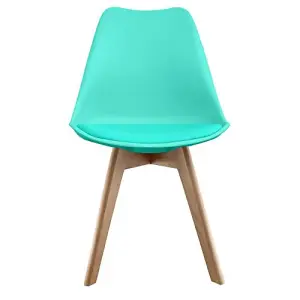 Soho  Aqua Plastic Dining Chair with Squared Light Wood Legs