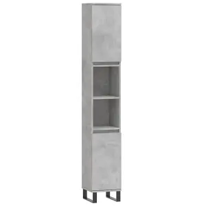 Berkfield Bathroom Cabinet Concrete Grey 30x30x190 cm Engineered Wood