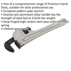 250mm Aluminium Alloy Pipe Wrench with High Carbon Steel Jaws for Precision Work