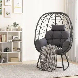 Costway PE Wicker Egg Chair Indoor Outdoor Lounge Chair Patio Basket Chair