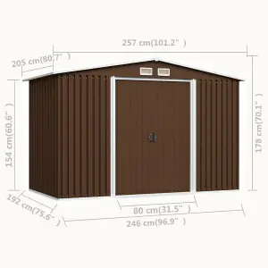 Berkfield Garden Storage Shed Brown 257x205x178 cm Steel