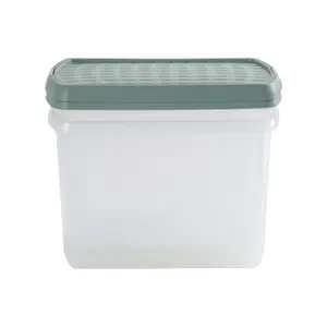 Wham Clip 2x 21.5L Rectangular Plastic Storage Boxes with Secure Clip Lock Lids. L:39 x W:29 x H:25.5cm Clear/Green Milieu/Stone