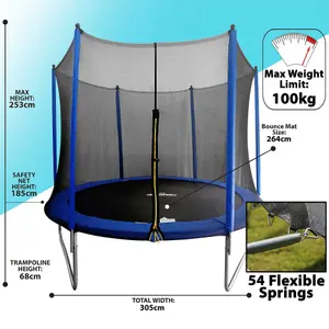 Dellonda 10ft Heavy-Duty Outdoor Trampoline For Kids with Safety Enclosure Net