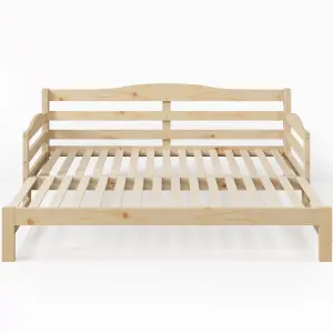 Daybed, Cabin Bed, Single Guest Bed Sofa Bed, Pull out Trundle for Living Room and Bedroom (3 FT) 90 x190 cm - White