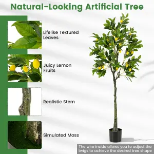 COSTWAY 160cm Artificial Lemon Tree Tall Fake Lemon Plant with Lemon Fruits