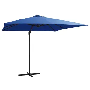 Berkfield Cantilever Umbrella with LED lights and Steel Pole 250x250 cm Azure Blue