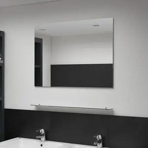 Berkfield Wall Mirror with Shelf 80x60 cm Tempered Glass