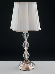 Luminosa RIFLESSO Table Lamp with Round Tapered Shade Gold, Crystal 40x65cm