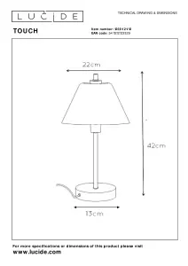 Lucide Touch Modern Table Lamp 22cm - 1xE14 - 3 StepDim - Satin Chrome