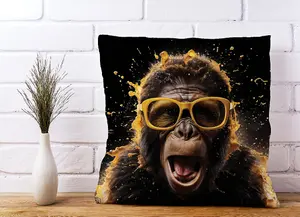 Splashart Monkey Face With Yellow Glasses Cushions 45cm x 45cm