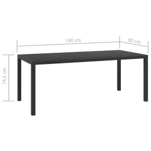 Berkfield Garden Table Black 185x90x74 cm Aluminium and WPC