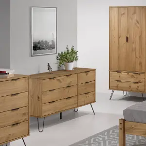 Core Products Augusta Pine 3+3 drawer wide chest of drawers