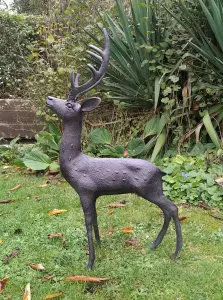 Aluminium Stag Sculpture Garden Ornament with Bronze Finish