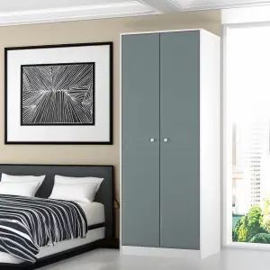 San Jose Ready assembled Contemporary Duck egg blue & white Tall Double Wardrobe (H)1960mm (W)740mm (D)520mm