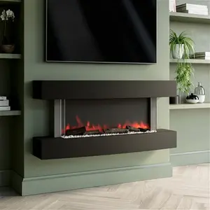 Black 47Inch Wall Mounted Electric Fireplace - Amberglo