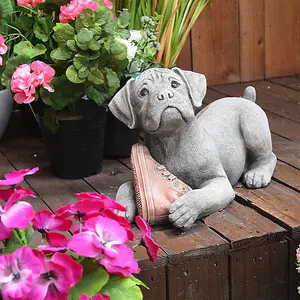 Dog and Shoe Stone Garden Ornament