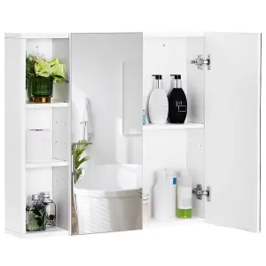 Yaheetech White Bathroom 2-Tier Wall-Mounted Cabinet with 2 Mirrored Doors