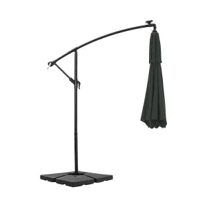 Garden Dark Grey Metal 2-Tier Cantilever Parasol Garden Household Patio Umbrella Outdoor Sun Umbrella Roman Umbrella with Lights