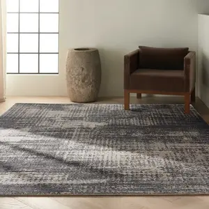 Grey Beige Modern Easy to Clean Abstract Rug For Dining Room Bedroom And Living Room-244cm X 305cm