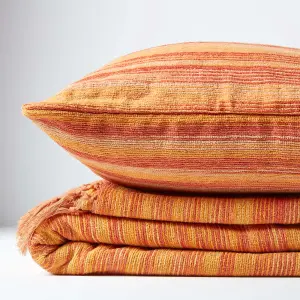 Homescapes Bed Sofa Throw Cotton Chenille Tie Dye Orange, 150 x 200 cm