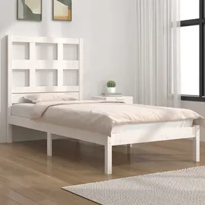 Berkfield Bed Frame White Solid Wood Pine 90x200 cm