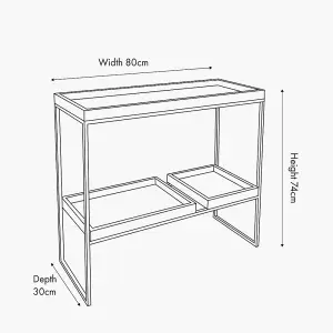 Natural Wood and Black Metal 2 Shelf Unit