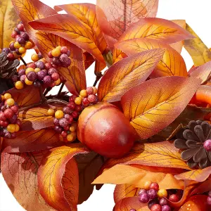 50cm Dia Round Wreath Halloween Maple Leaf Berry Wreath Artificial Wreath