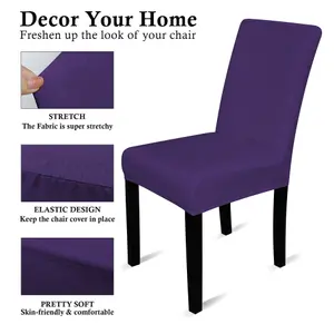 220GSM Universal Dining Velvet Chair Cover, Dark Purple - Pack of 1