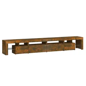 Berkfield TV Cabinet with LED Lights Smoked Oak 260x36.5x40 cm