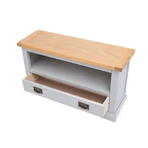 Loreo Light Grey 1 Drawer TV Cabinet Brass Drop Handle