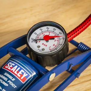 Sealey Foot Pump Single Barrel Dial Type Pressure Gauge With Rotating Bezel FP1