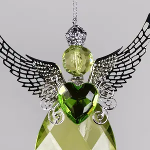 Long Acrylic Glass Angel Hanging Figurine Ornament Green/Silver