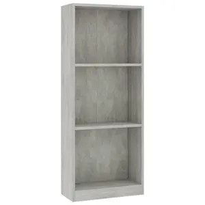 Berkfield 3-Tier Book Cabinet Concrete Grey 40x24x108 cm Engineered Wood