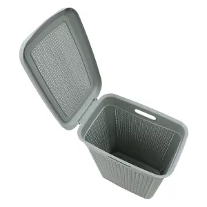 JVL Knit Design Slim Laundry Basket, Grey, 43L