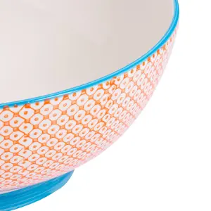 Nicola Spring - Hand-Printed Fruit Bowl - 31.5cm - Orange