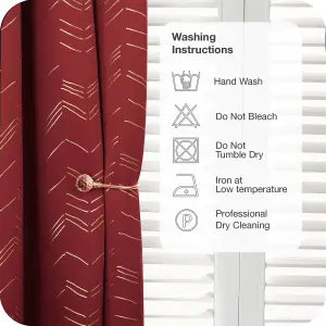 Deconovo Foil Printed Blackout Curtains 46 x 54 Inch Dark Red 2 Panels Thermal Insulated Window Eyelet Curtains Bedroom Curtains