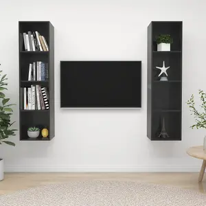 Berkfield Wall-mounted TV Cabinets 2 pcs High Gloss Grey Engineered Wood