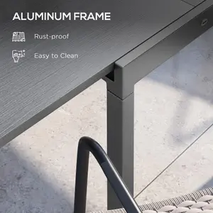 Outsunny Extendable Garden Table for 6 with Aluminium Frame for Patio, Balcony