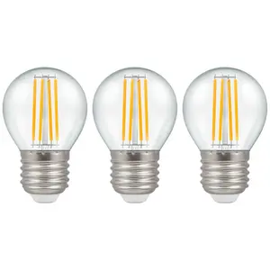 Crompton Lamps LED Golfball 6.5W E27 Filament Warm White Clear (60W Eqv) (3 Pack)