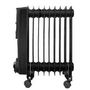 Right Radiators Oil Filled Radiator 9 Fin 2000W Portable Electric Heater 3 Heat Thermostat Black