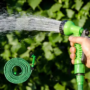 Alivio Expandable Garden Hose Pipe 75ft with 7 Spray Functions, Spray Gun & Connectors - Green