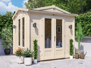 Dunster House Log Cabin Kit 2.5m x 2.5m Summer House Garden Office Shed DIY Outdoor Room GhostFlower