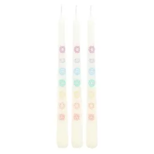 Something Different Chakra Balancing Taper Candle (Pack of 3) White/Multicoloured (One Size)