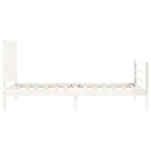 Berkfield Bed Frame with Headboard White 100x200 cm Solid Wood