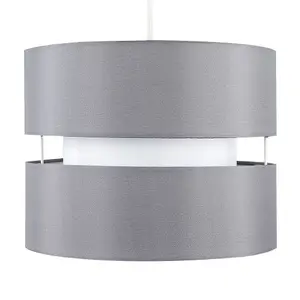 ValueLights Sophia Modern 2 Tier Grey Cylinder Ceiling Pendant Light Shade