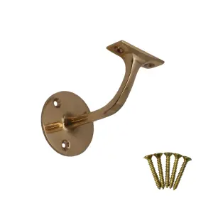 EAI Handrail Bracket Polished Brass Pack 2 Banister Brackets Stair Banister Wall Handrail 63mm