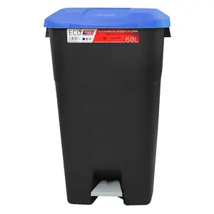 Pedal Operated Litter Bin - 60 Litre - Blue Lid