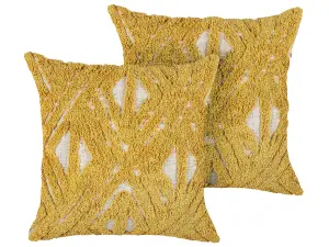 Throw Cushion ALCEA Cotton 45 x 45 cm Geometric Tufted Yellow