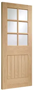 Internal Oak Suffolk 6 Light Door with Clear Bevelled Glass  - 1981 x 686 x 35mm (27")