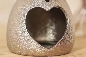 Silver Heart Wax Warmer Oil Burner